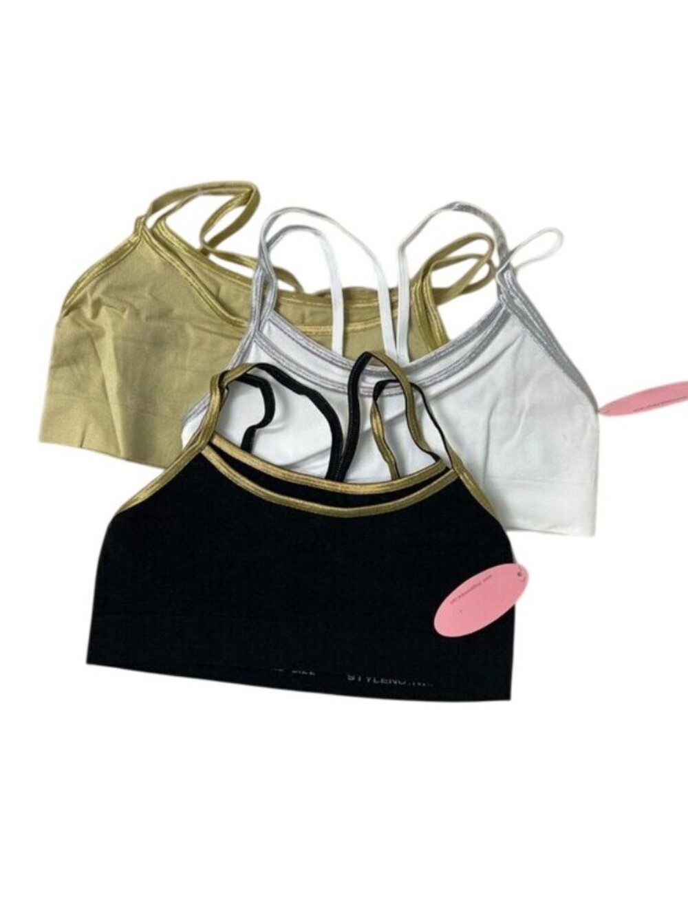 Anemone Bundle of Three Metallic Trim Bralettes